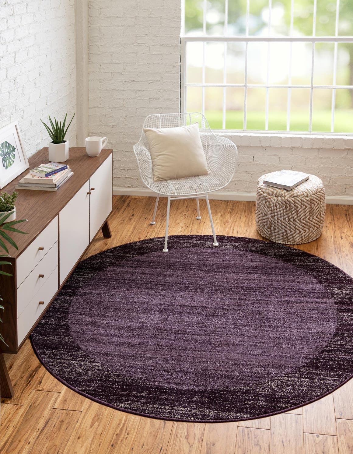 Violet 7' 10 x 7' 10 Del Mar Round Area Rug 100% Polypropylene Easy Clean Stain Resistant Vivid Modern Carpet Mat for Home Decor Interior Designing for Sale at Rug Engine