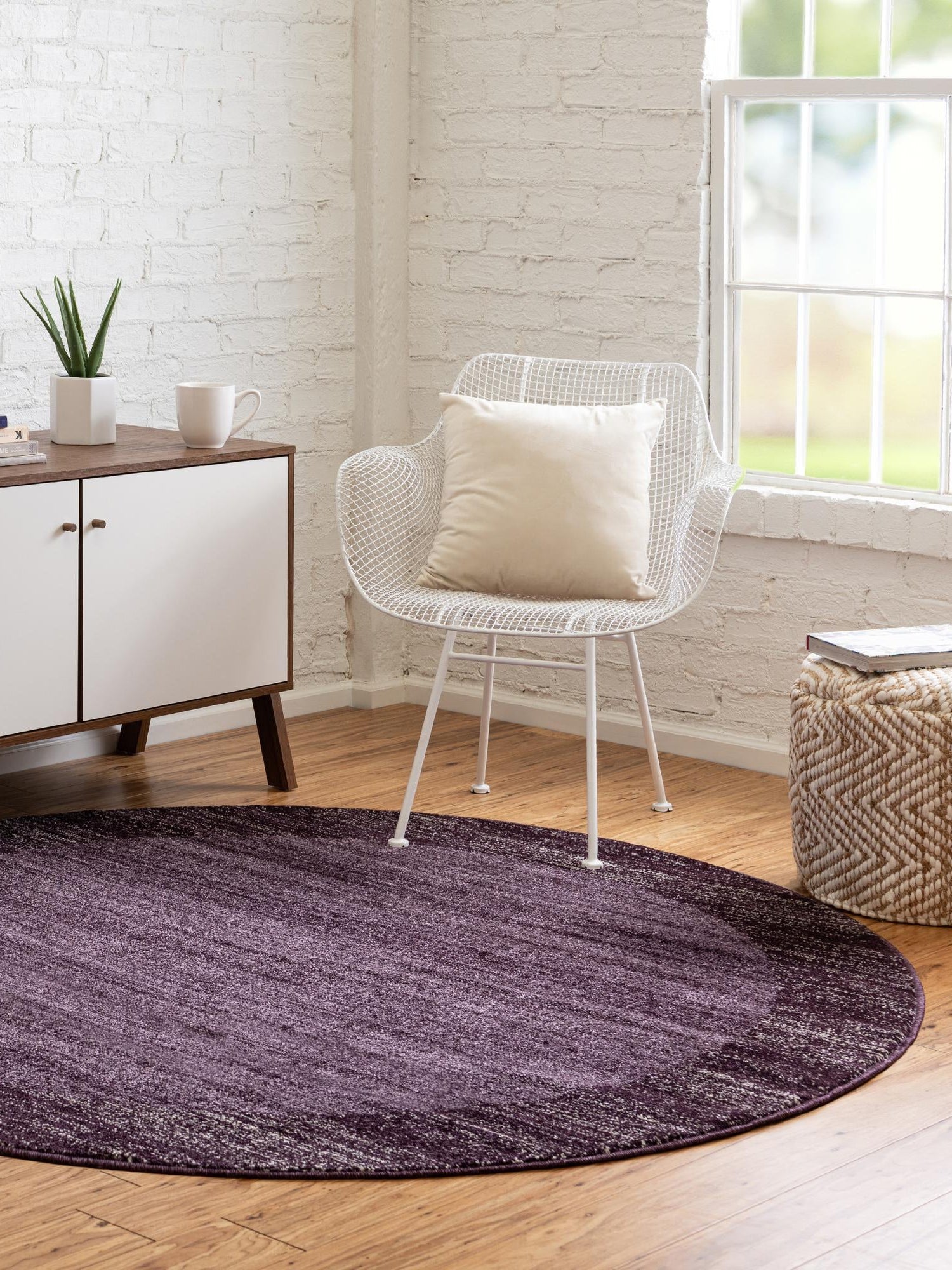 Violet 7' 10 x 7' 10 Del Mar Round Area Rug 100% Polypropylene Easy Clean Stain Resistant Vivid Modern Carpet Mat for Home Decor Interior Designing for Sale at Rug Engine