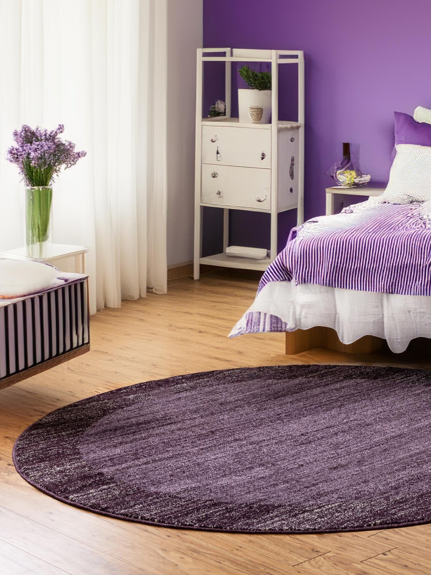 Violet 7' 10 x 7' 10 Del Mar Round Area Rug 100% Polypropylene Easy Clean Stain Resistant Vivid Modern Carpet Mat for Home Decor Interior Designing for Sale at Rug Engine