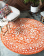 Terracotta 5' 3 x 5' 3 New Classical Round Area Rug 70% Polypropylene & 30% Polyester Traditional Vintage Distressed Carpet for Interior Design Home Decor for Sale at Rug Engine