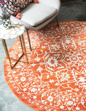 Terracotta 6' 1 x 6' 1 New Classical Round Area Rug 70% Polypropylene & 30% Polyester Traditional Vintage Distressed Carpet for Interior Design Home Decor for Sale at Rug Engine