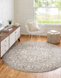 Light Gray 5' x 5' New Classical Round Area Rug 70% Polypropylene & 30% Polyester Traditional Vintage Distressed Carpet for Interior Design Home Decor for Sale at Rug Engine