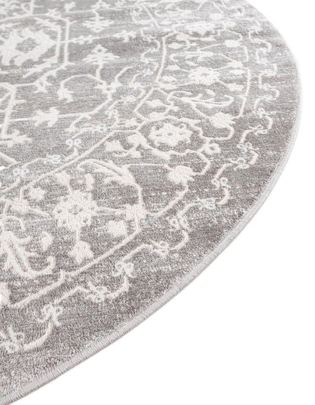 Light Gray 4' 1 x 4' 1 New Classical Round Area Rug 70% Polypropylene & 30% Polyester Traditional Vintage Distressed Carpet for Interior Design Home Decor for Sale at Rug Engine