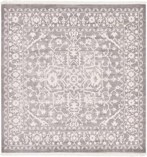 Light Gray 8' x 8' New Classical Square Area Rug 70% Polypropylene & 30% Polyester Traditional Vintage Distressed Carpet for Interior Design Home Decor for Sale at Rug Engine