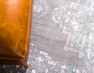 Light Gray 4' 1 x 4' 1 New Classical Round Area Rug 70% Polypropylene & 30% Polyester Traditional Vintage Distressed Carpet for Interior Design Home Decor for Sale at Rug Engine
