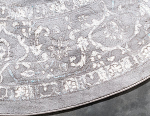 Light Gray 4' 1 x 4' 1 New Classical Round Area Rug 70% Polypropylene & 30% Polyester Traditional Vintage Distressed Carpet for Interior Design Home Decor for Sale at Rug Engine