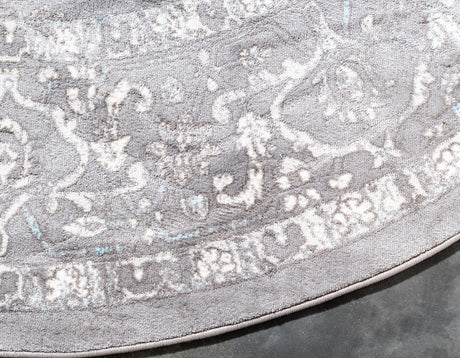 Light Gray 4' 1 x 4' 1 New Classical Round Area Rug 70% Polypropylene & 30% Polyester Traditional Vintage Distressed Carpet for Interior Design Home Decor for Sale at Rug Engine