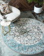 Light Blue 6' x 6' New Classical Round Area Rug 70% Polypropylene & 30% Polyester Traditional Vintage Distressed Carpet for Interior Design Home Decor for Sale at Rug Engine