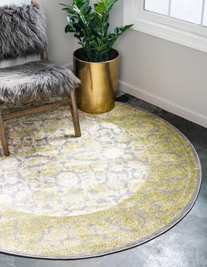Light Green 6' 1 x 6' 1 New Classical Round Area Rug 70% Polypropylene & 30% Polyester Traditional Vintage Distressed Carpet for Interior Design Home Decor for Sale at Rug Engine