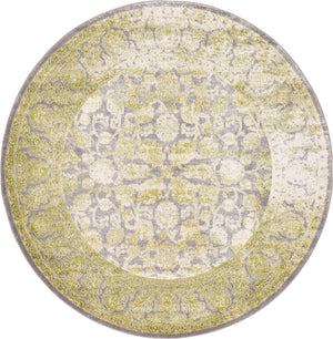 Light Green 6' 1 x 6' 1 New Classical Round Area Rug 70% Polypropylene & 30% Polyester Traditional Vintage Distressed Carpet for Interior Design Home Decor for Sale at Rug Engine
