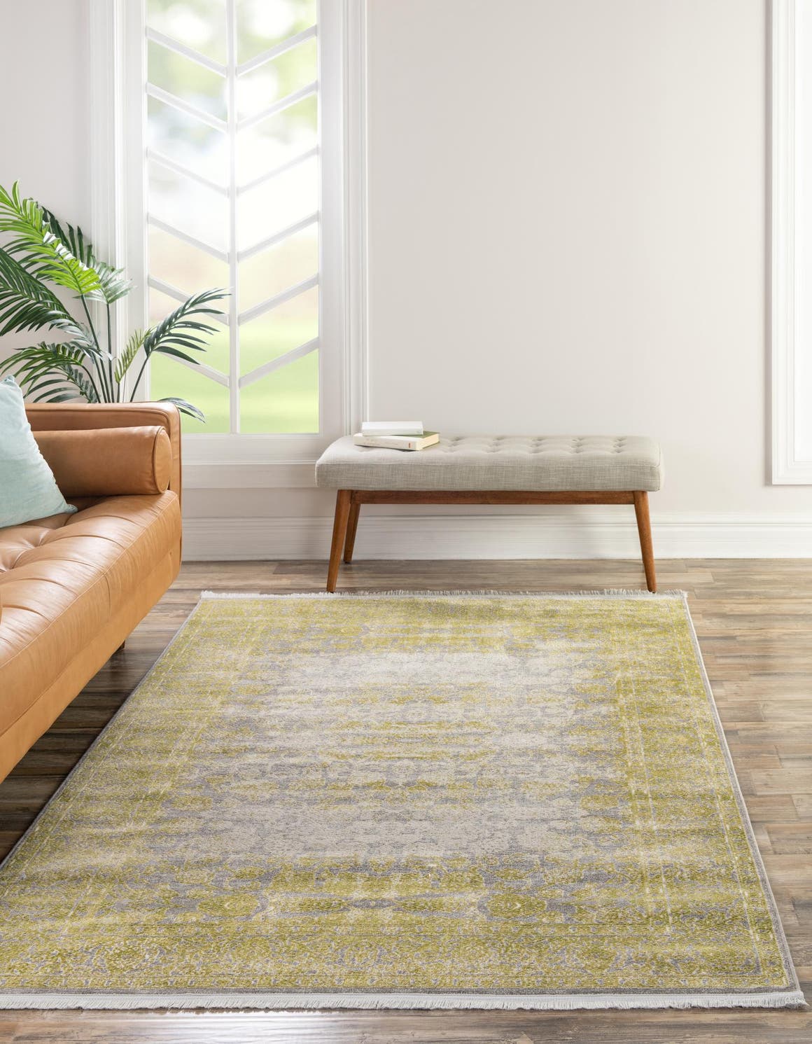Light Green 4' 1 x 6' 1 New Classical Rectangle Area Rug 70% Polypropylene & 30% Polyester Traditional Vintage Distressed Carpet for Interior Design Home Decor for Sale at Rug Engine