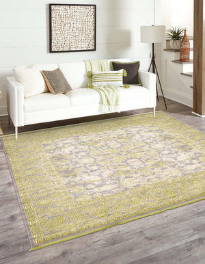 Light Green 8' x 8' New Classical Square Area Rug 70% Polypropylene & 30% Polyester Traditional Vintage Distressed Carpet for Interior Design Home Decor for Sale at Rug Engine