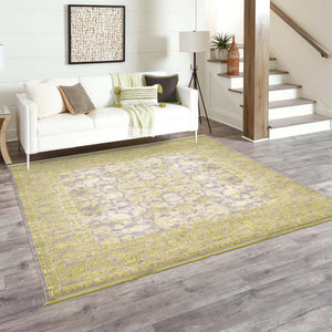 Light Green 8' x 8' New Classical Square Area Rug 70% Polypropylene & 30% Polyester Traditional Vintage Distressed Carpet for Interior Design Home Decor for Sale at Rug Engine
