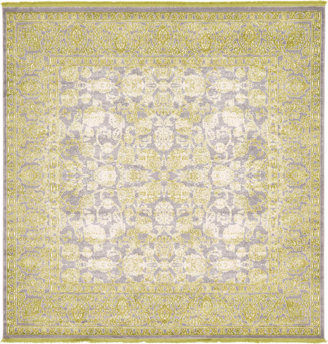 Light Green 8' x 8' New Classical Square Area Rug 70% Polypropylene & 30% Polyester Traditional Vintage Distressed Carpet for Interior Design Home Decor for Sale at Rug Engine