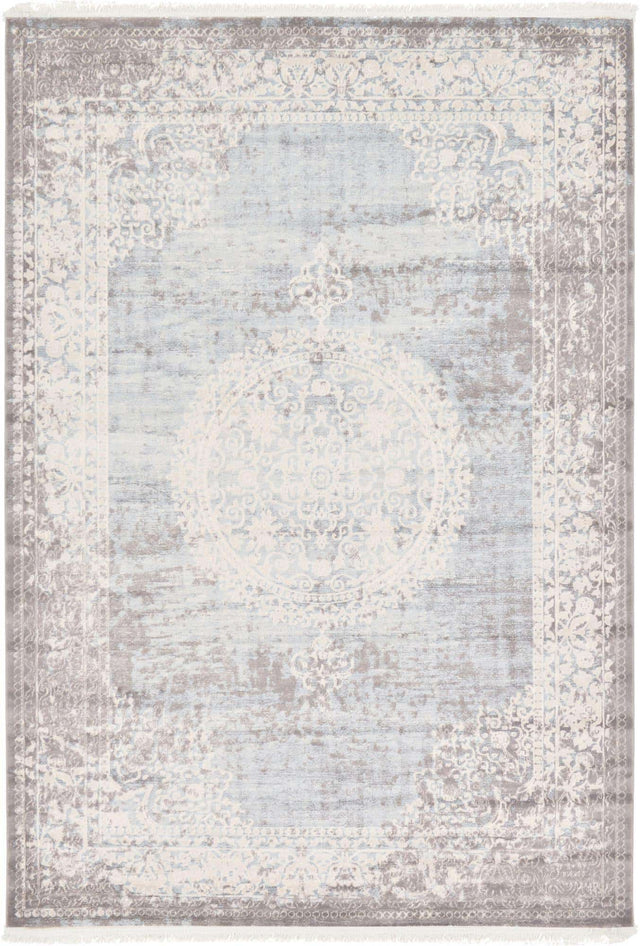 Light Blue 7' 1 x 10' New Classical Rectangle Area Rug 70% Polypropylene & 30% Polyester Traditional Vintage Distressed Carpet for Interior Design Home Decor for Sale at Rug Engine