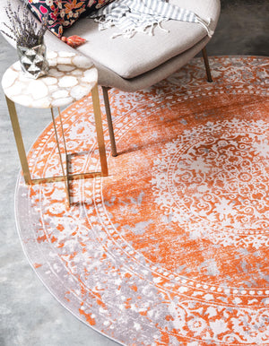 Terracotta 5' 3 x 5' 3 New Classical Round Area Rug 70% Polypropylene & 30% Polyester Traditional Vintage Distressed Carpet for Interior Design Home Decor for Sale at Rug Engine