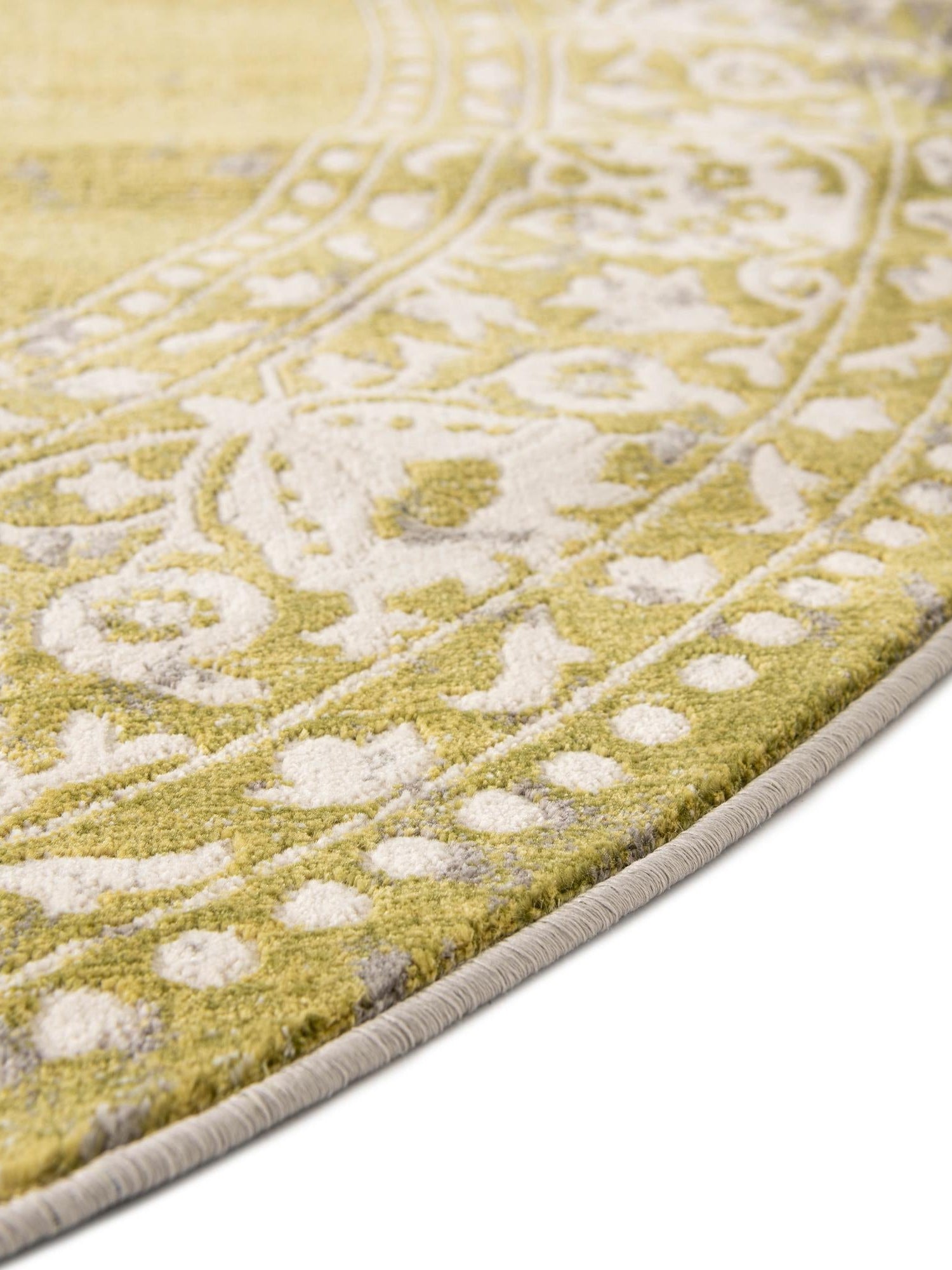 Light Green 8' x 8' New Classical Round Area Rug 70% Polypropylene & 30% Polyester Traditional Vintage Distressed Carpet for Interior Design Home Decor for Sale at Rug Engine
