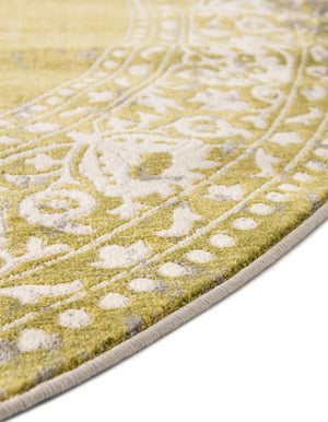 Light Green 8' x 8' New Classical Round Area Rug 70% Polypropylene & 30% Polyester Traditional Vintage Distressed Carpet for Interior Design Home Decor for Sale at Rug Engine