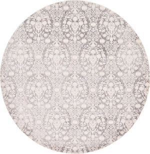 Light Gray 8' x 8' New Classical Round Area Rug 70% Polypropylene & 30% Polyester Traditional Vintage Distressed Carpet for Interior Design Home Decor for Sale at Rug Engine