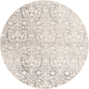 Light Gray 6' 1 x 6' 1 New Classical Round Area Rug 70% Polypropylene & 30% Polyester Traditional Vintage Distressed Carpet for Interior Design Home Decor for Sale at Rug Engine