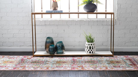 Light Green 2' 7 x 9' 10 Austin Runner Area Rug 100% Polyester Durable Cotton Backing Living Dining Room Bedroom Office Vintage Decor Carpet for Sale at Rug Engine