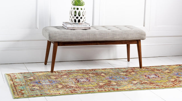Light Green 2' x 6' 1 Austin Runner Area Rug 100% Polyester Durable Cotton Backing Living Dining Room Bedroom Office Vintage Decor Carpet for Sale at Rug Engine