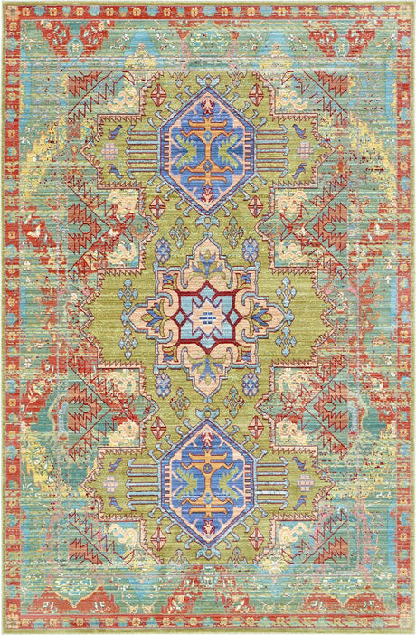 Light Green 5' 1 x 8' Austin Rectangle Area Rug 100% Polyester Durable Cotton Backing Living Dining Room Bedroom Office Vintage Decor Carpet for Sale at Rug Engine
