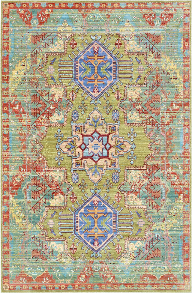 Light Green 5' 1 x 8' Austin Rectangle Area Rug 100% Polyester Durable Cotton Backing Living Dining Room Bedroom Office Vintage Decor Carpet for Sale at Rug Engine