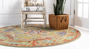 Light Green 5' 3 x 5' 3 Austin Round Area Rug 100% Polyester Durable Cotton Backing Living Dining Room Bedroom Office Vintage Decor Carpet for Sale at Rug Engine
