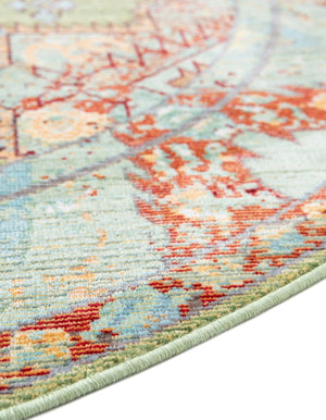 Light Green 5' 3 x 5' 3 Austin Round Area Rug 100% Polyester Durable Cotton Backing Living Dining Room Bedroom Office Vintage Decor Carpet for Sale at Rug Engine