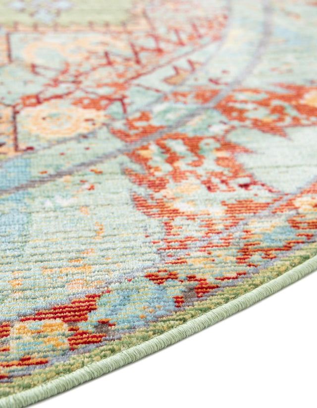 Light Green 5' 3 x 5' 3 Austin Round Area Rug 100% Polyester Durable Cotton Backing Living Dining Room Bedroom Office Vintage Decor Carpet for Sale at Rug Engine