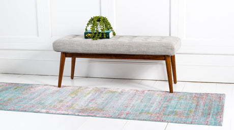 Blue 3' x 10' Austin Runner Area Rug 100% Polyester Durable Cotton Backing Living Dining Room Bedroom Office Vintage Decor Carpet for Sale at Rug Engine