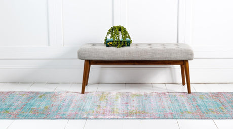 Blue 3' x 10' Austin Runner Area Rug 100% Polyester Durable Cotton Backing Living Dining Room Bedroom Office Vintage Decor Carpet for Sale at Rug Engine