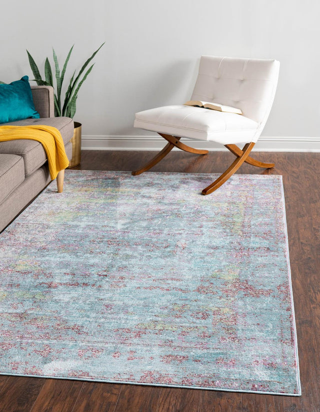 Blue 7' 1 x 10' Austin Rectangle Area Rug 100% Polyester Durable Cotton Backing Living Dining Room Bedroom Office Vintage Decor Carpet for Sale at Rug Engine
