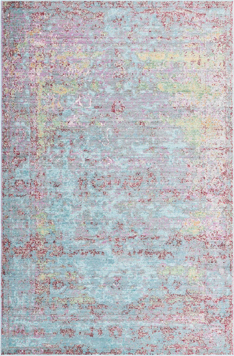 Blue 5' 1 x 8' Austin Rectangle Area Rug 100% Polyester Durable Cotton Backing Living Dining Room Bedroom Office Vintage Decor Carpet for Sale at Rug Engine