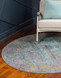 Blue 6' 1 x 6' 1 Austin Round Area Rug 100% Polyester Durable Cotton Backing Living Dining Room Bedroom Office Vintage Decor Carpet for Sale at Rug Engine