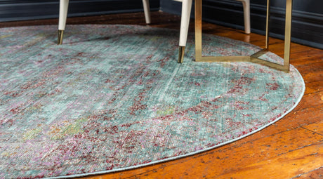 Blue 6' 1 x 6' 1 Austin Round Area Rug 100% Polyester Durable Cotton Backing Living Dining Room Bedroom Office Vintage Decor Carpet for Sale at Rug Engine