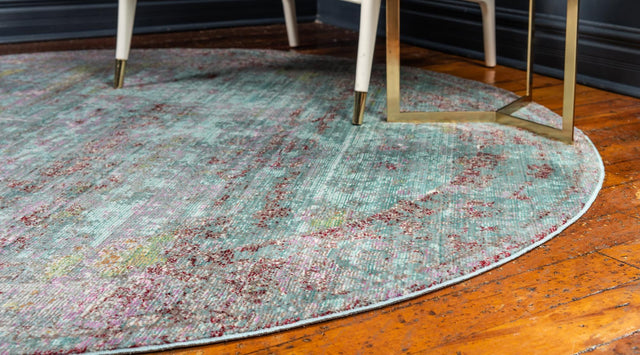 Blue 6' 1 x 6' 1 Austin Round Area Rug 100% Polyester Durable Cotton Backing Living Dining Room Bedroom Office Vintage Decor Carpet for Sale at Rug Engine