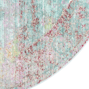 Blue 6' 1 x 6' 1 Austin Round Area Rug 100% Polyester Durable Cotton Backing Living Dining Room Bedroom Office Vintage Decor Carpet for Sale at Rug Engine