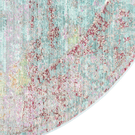 Blue 6' 1 x 6' 1 Austin Round Area Rug 100% Polyester Durable Cotton Backing Living Dining Room Bedroom Office Vintage Decor Carpet for Sale at Rug Engine