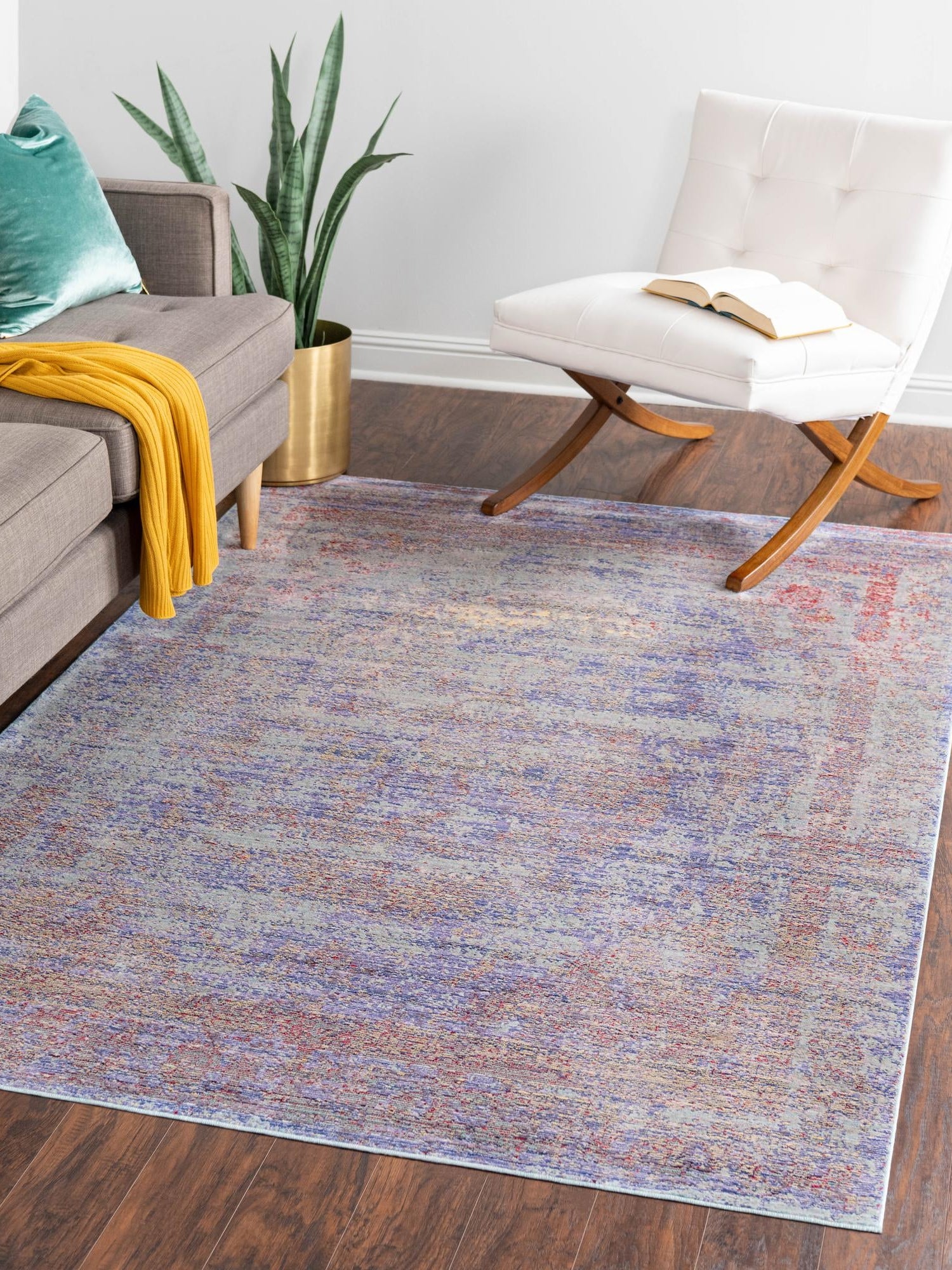 Violet 9' x 12' 2 Austin Rectangle Area Rug 100% Polyester Durable Cotton Backing Living Dining Room Bedroom Office Vintage Decor Carpet for Sale at Rug Engine