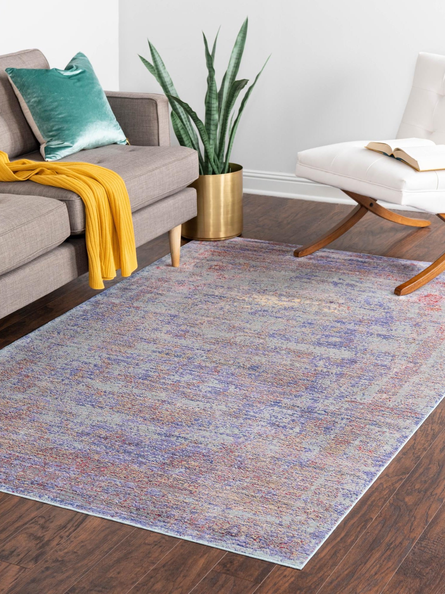 Violet 9' x 12' 2 Austin Rectangle Area Rug 100% Polyester Durable Cotton Backing Living Dining Room Bedroom Office Vintage Decor Carpet for Sale at Rug Engine