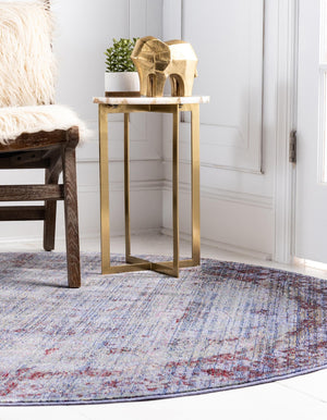 Violet 6' 1 x 6' 1 Austin Round Area Rug 100% Polyester Durable Cotton Backing Living Dining Room Bedroom Office Vintage Decor Carpet for Sale at Rug Engine
