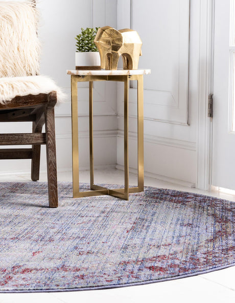 Violet 6' 1 x 6' 1 Austin Round Area Rug 100% Polyester Durable Cotton Backing Living Dining Room Bedroom Office Vintage Decor Carpet for Sale at Rug Engine