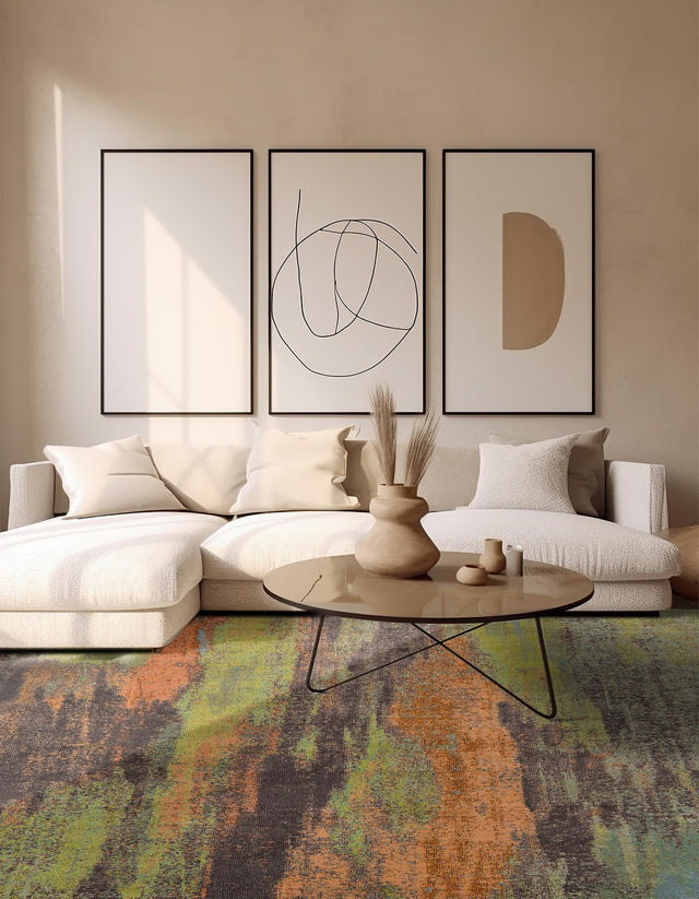 Multicolor 8' x 8' Jardin Square Area Rug 100% Polypropylene With Cotton Backing Colorful & Vivid Modern Carpet for Home Decor for Sale at Rug Engine