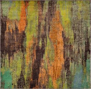 Multicolor 8' x 8' Jardin Square Area Rug 100% Polypropylene With Cotton Backing Colorful & Vivid Modern Carpet for Home Decor for Sale at Rug Engine