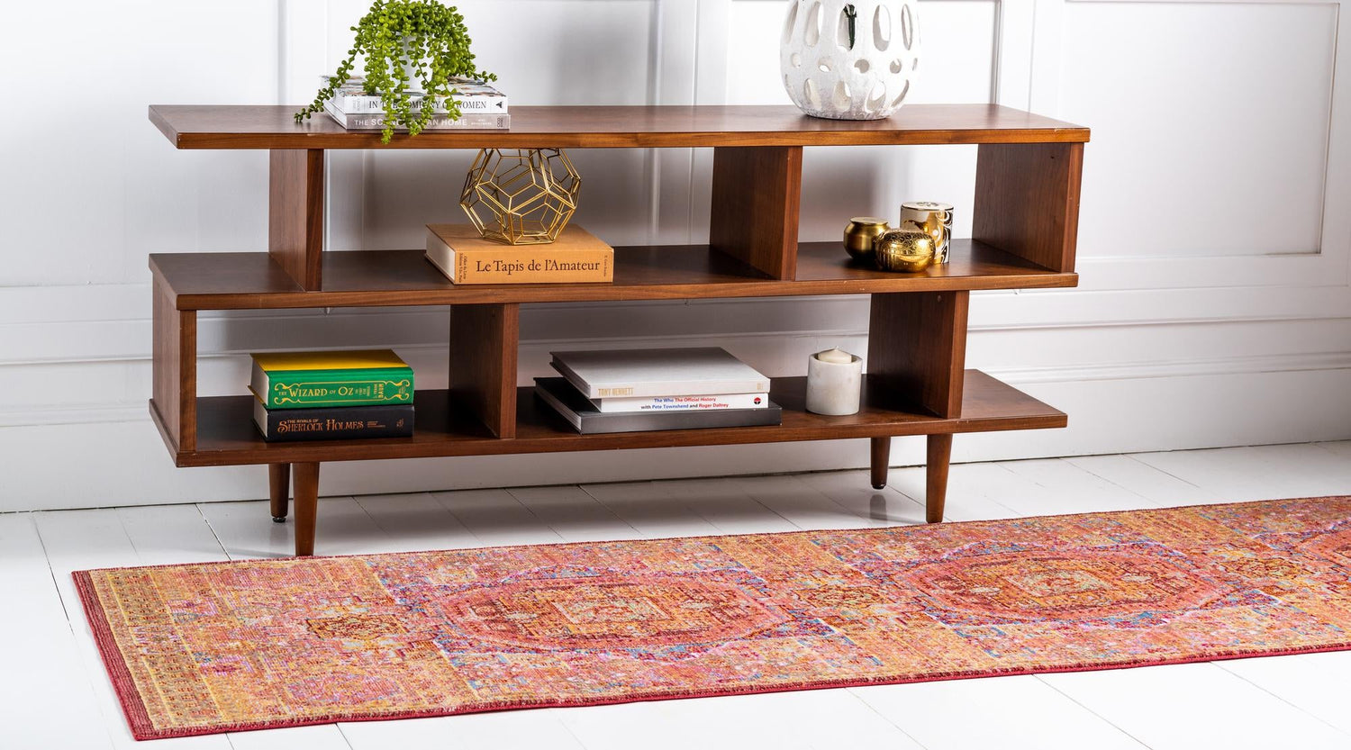Peach 2' x 6' 1 Austin Runner Area Rug 100% Polyester Durable Cotton Backing Living Dining Room Bedroom Office Vintage Decor Carpet for Sale at Rug Engine