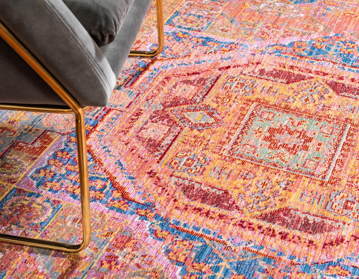 Peach 2' 7 x 13' 1 Austin Runner Area Rug 100% Polyester Durable Cotton Backing Living Dining Room Bedroom Office Vintage Decor Carpet for Sale at Rug Engine