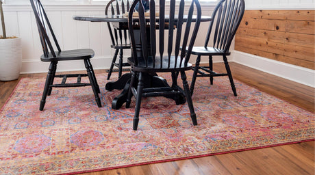 Peach 8' x 8' Austin Square Area Rug 100% Polyester Durable Cotton Backing Living Dining Room Bedroom Office Vintage Decor Carpet for Sale at Rug Engine