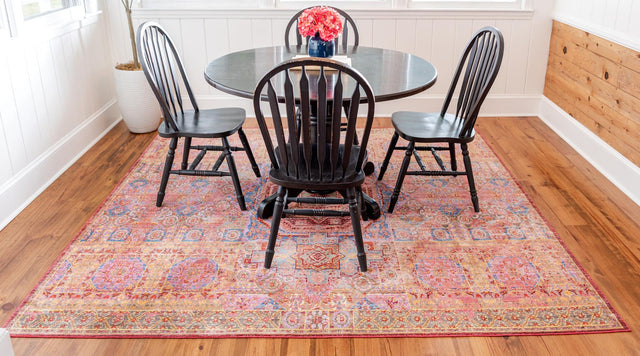 Peach 8' x 8' Austin Square Area Rug 100% Polyester Durable Cotton Backing Living Dining Room Bedroom Office Vintage Decor Carpet for Sale at Rug Engine